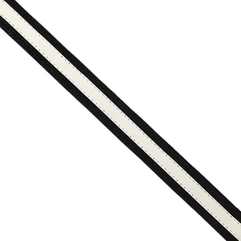 Black Twill Tape with White Faux Leather