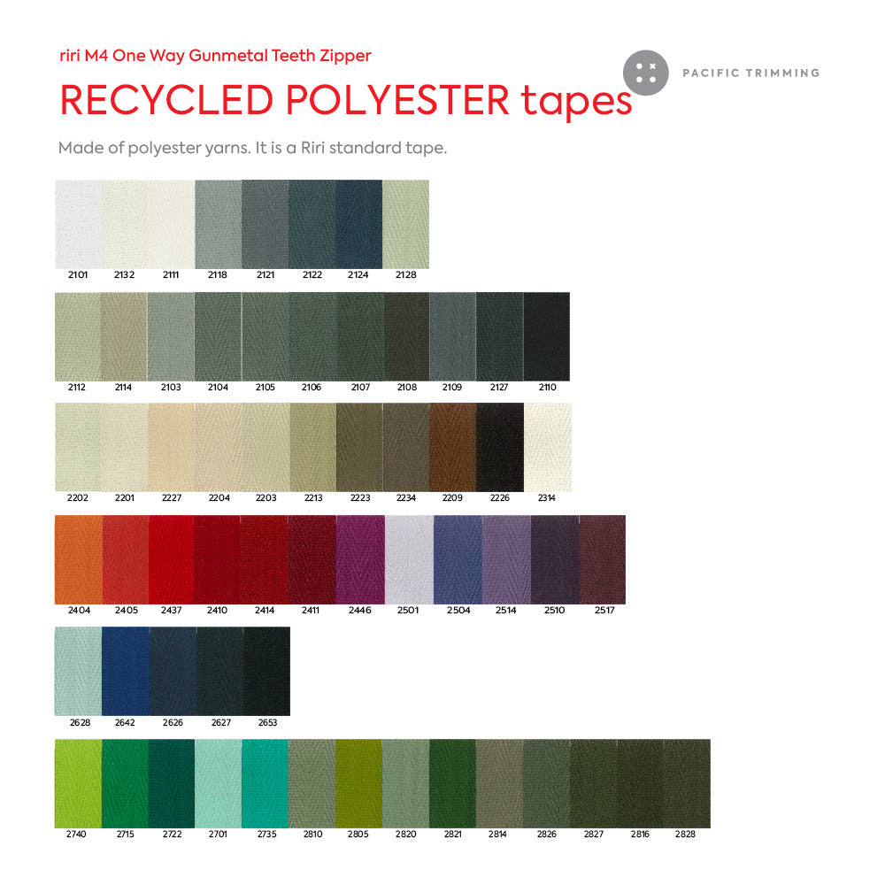 M4 One Way Gunmetal Teeth Metal Zipper