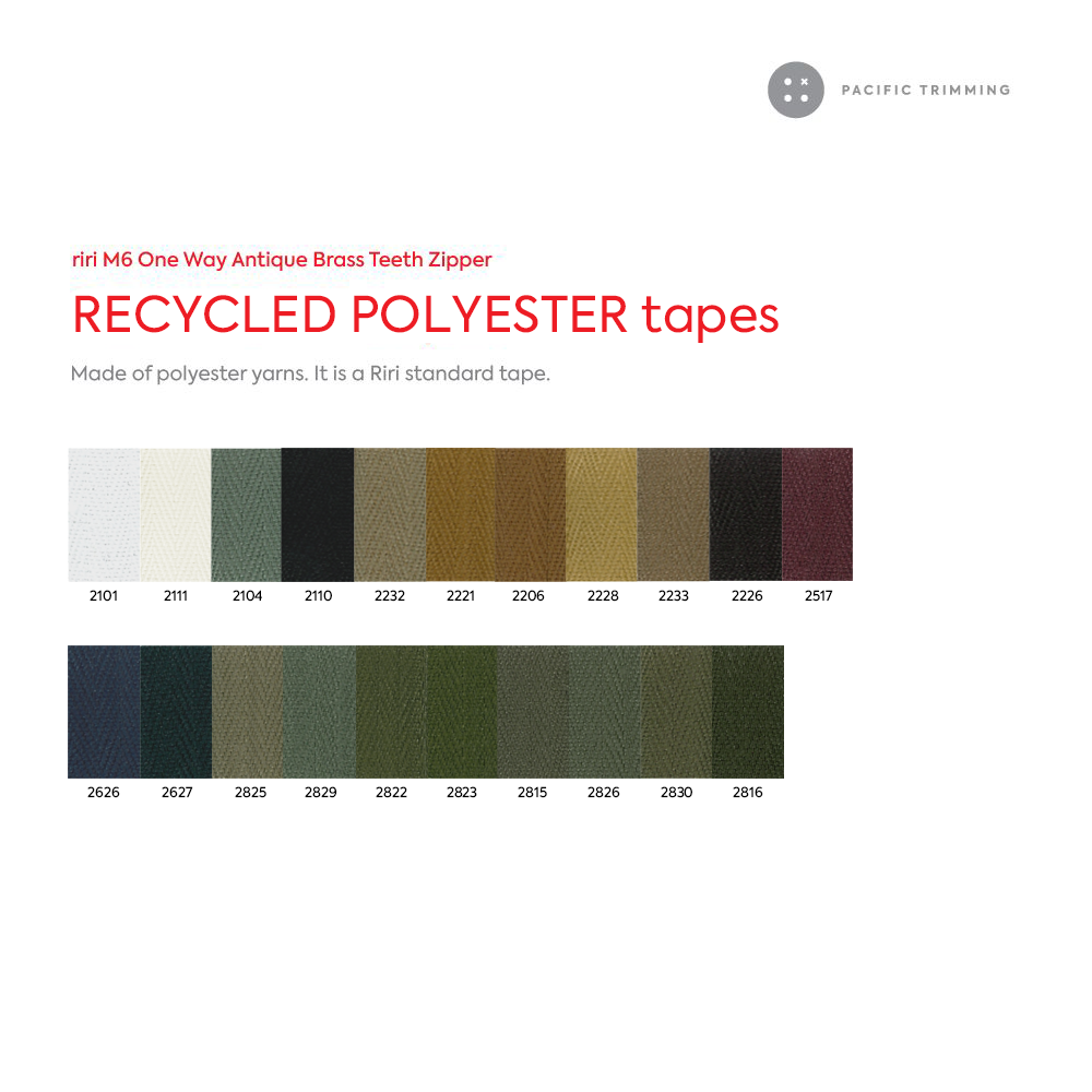 M6 One Way Antique Brass Teeth Metal Zipper