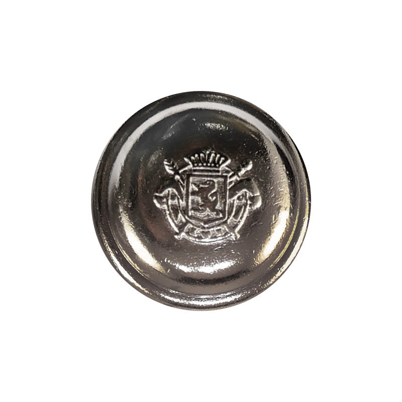 Crest Round Dome Shape Silver Metal Shank Button