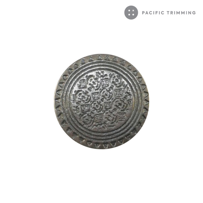 Flat Patterned Silver Shank Button