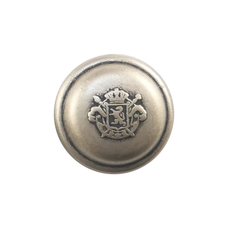 Crest Round Dome Shape Matte Silver Shank Button