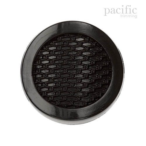 Patterned Black Nylon Round Shank Decorative Button