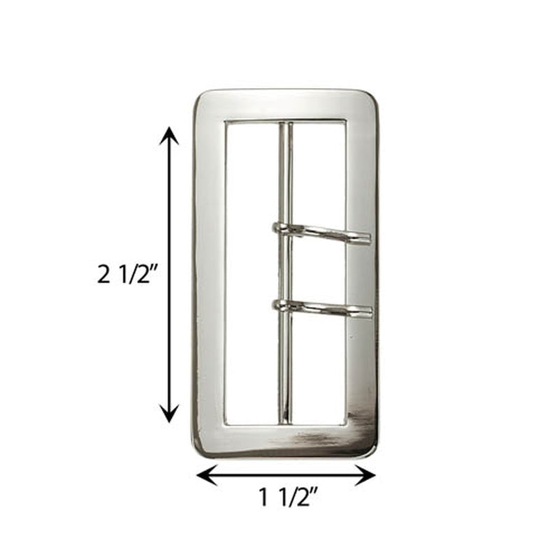 2.5 Inch Metal Buckle with 2 prongs Silver