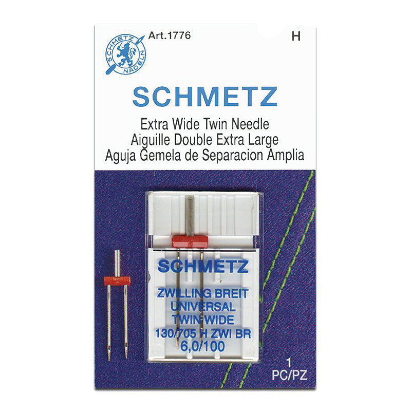 Schmetz Extra Wide Twin Universal Needle, Size 6.0/100