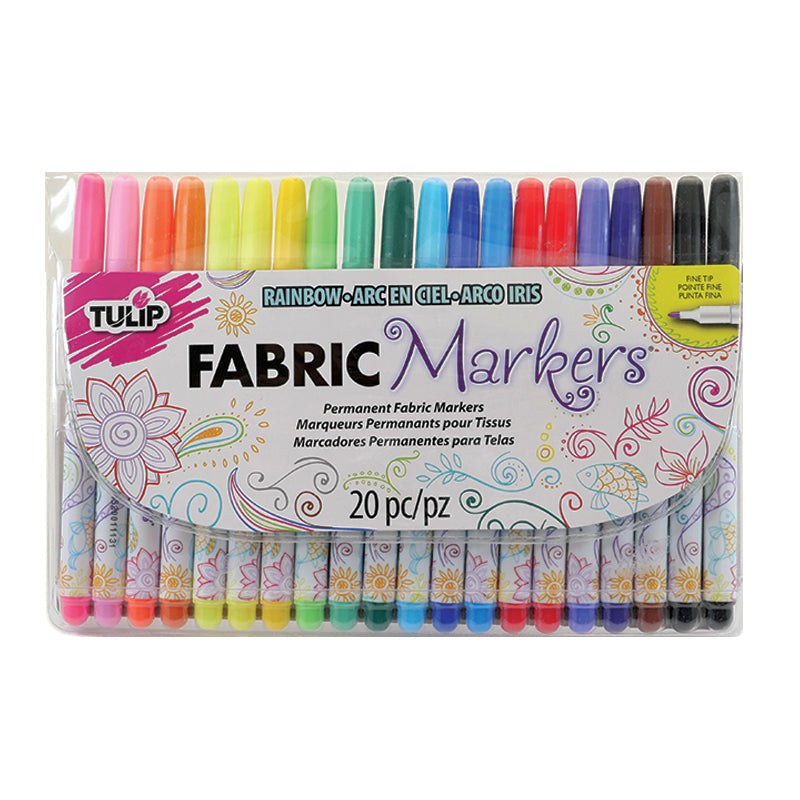 Tulip Fine Tip Rainbow Permanent Fabric Markers 20 Pack