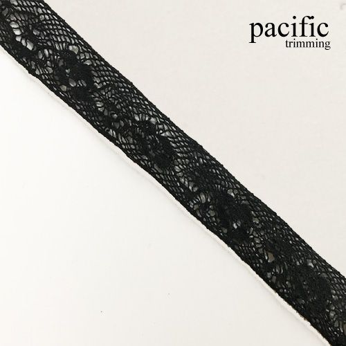 0.63 Inch Black Cotton Lace Trim