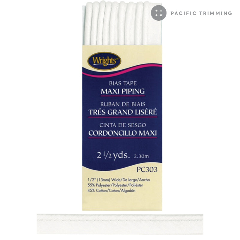 Wrights Maxi Piping Bias Tape 1/2" Multiple Colors