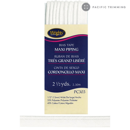 Wrights Maxi Piping Bias Tape 1/2" Multiple Colors