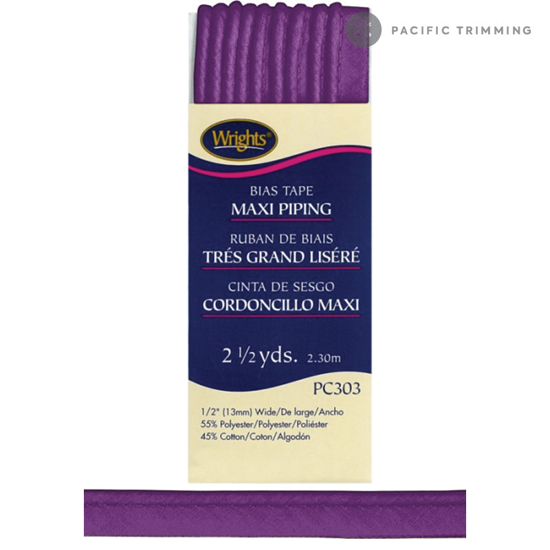 Wrights Maxi Piping Bias Tape 1/2" Multiple Colors