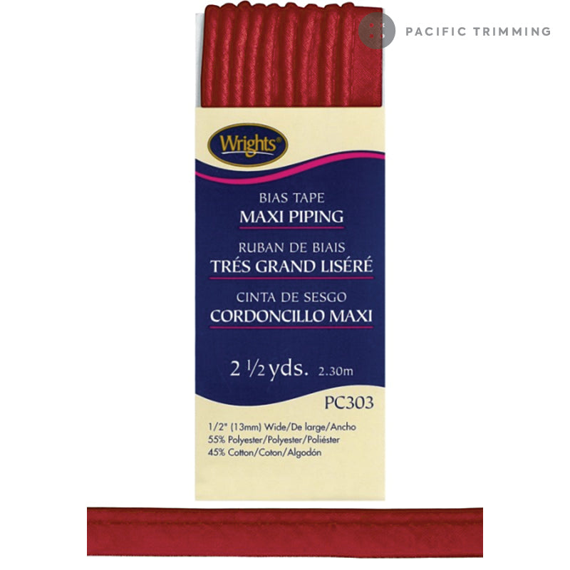 Wrights Maxi Piping Bias Tape 1/2" Multiple Colors