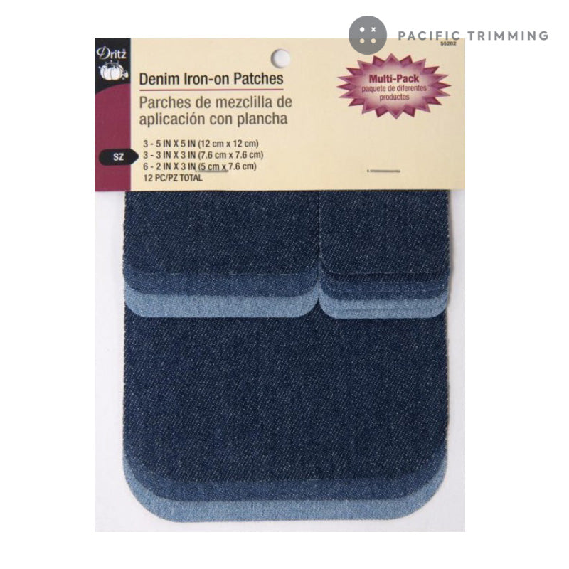 Dritz Denim Iron-On Patches 12pc