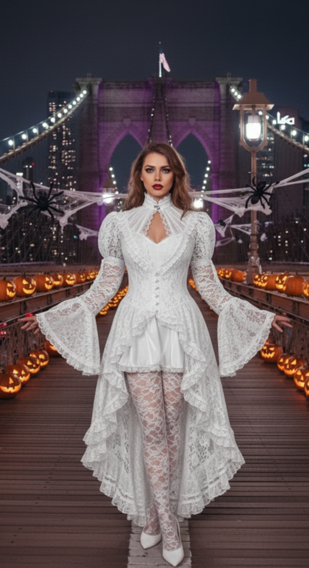 [*Halloween Clearance Sale*] Victorian Lace Gothic Dress - Lace High Neck Dress for Halloween in four colors