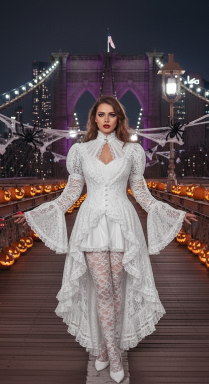 [*Halloween Clearance Sale*] Victorian Lace Gothic Dress - Lace High Neck Dress for Halloween in four colors