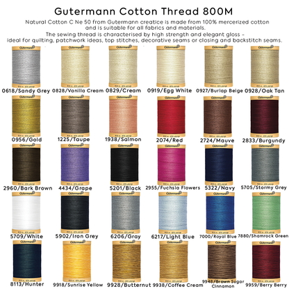 Gutermann Cotton Thread 800M 37 Colors