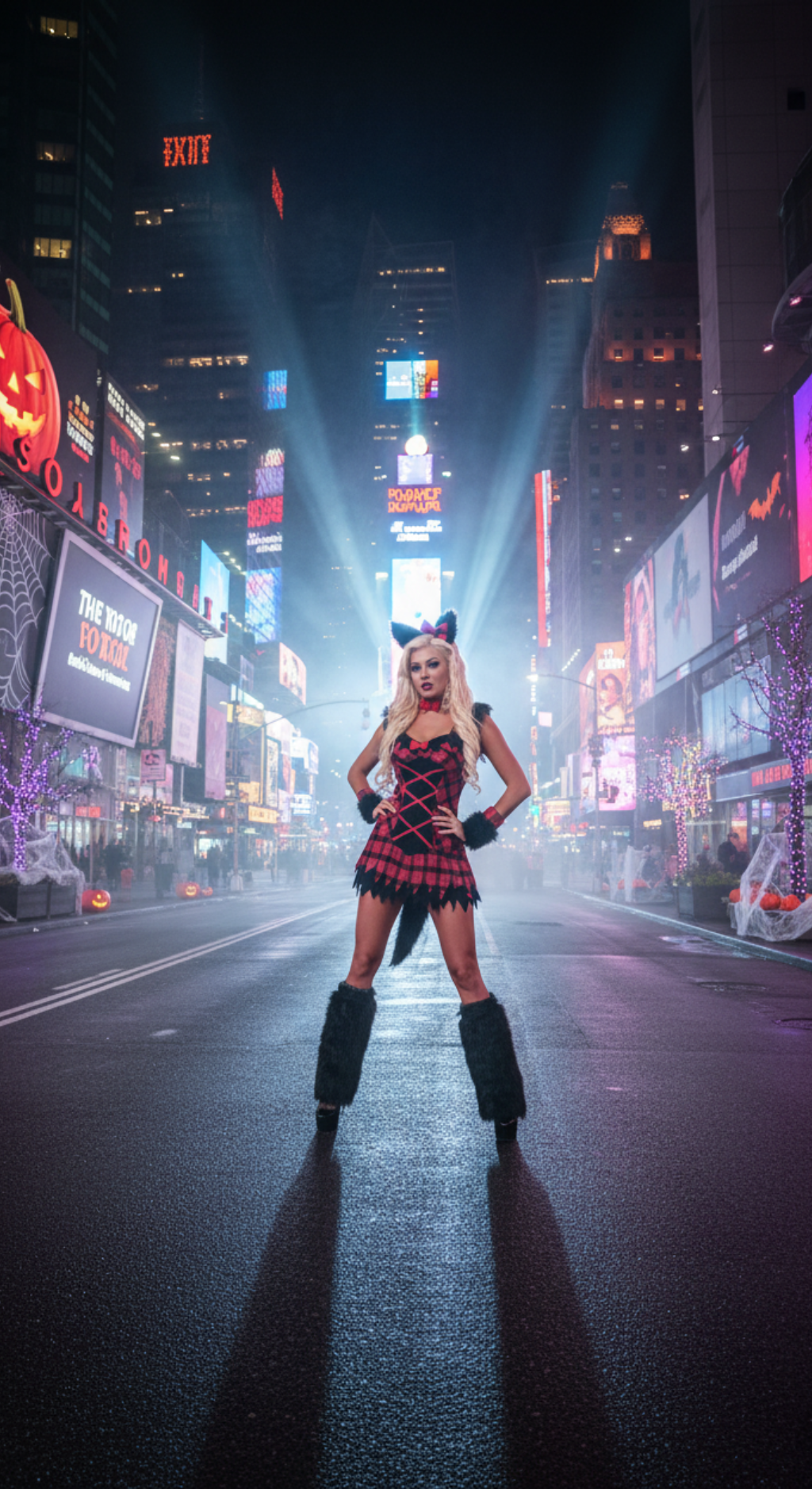 [*Halloween Clearacne Sale*] Fierce Red Plaid Cat Halloween Costume