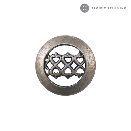 Patterned Silver Metal Shank Button