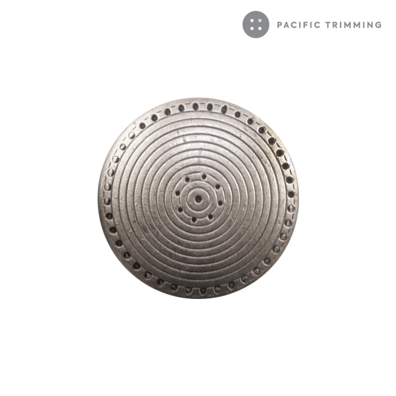 Round Patterned Nickel Shank Button