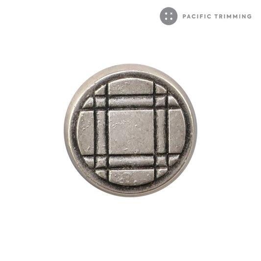 Striped Nickel Round Matte Finish Metal Shank Button