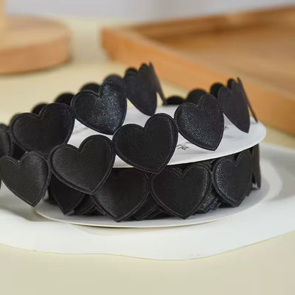 Heart Shaped Edge Woven Ribbon - Black / Yard / 1.5cm