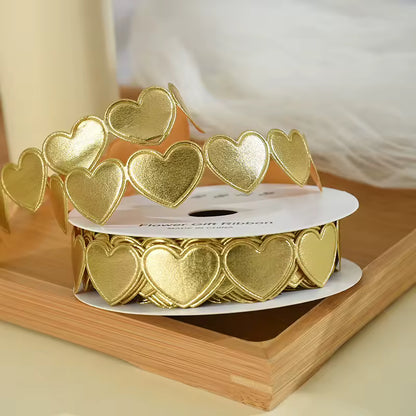 Heart Shaped Edge Woven Ribbon - Gold / Roll (10 Yards) / 2.5cm