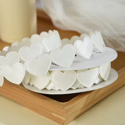 Heart Shaped Edge Woven Ribbon - Milk White / Yard / 2.5cm