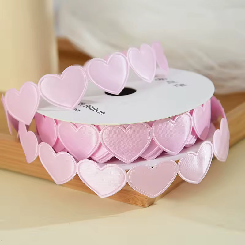 Heart Shaped Edge Woven Ribbon - Pink / Roll (10 Yards) / 2.5cm