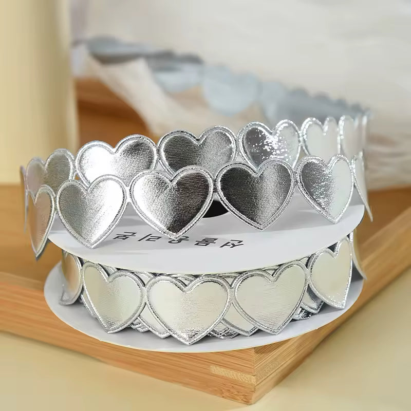 Heart Shaped Edge Woven Ribbon - Silver / Yard / 1.5cm