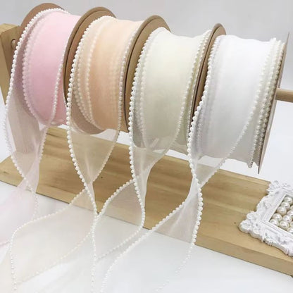 Pearl Fishtail Organza Ribbon 4cm