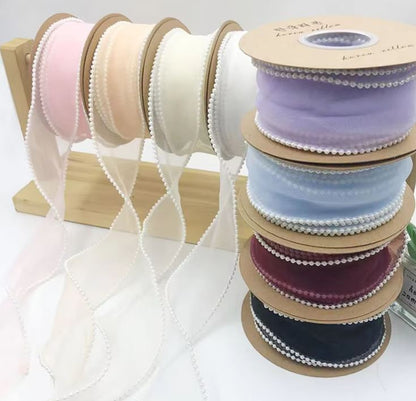 Pearl Fishtail Organza Ribbon 4cm