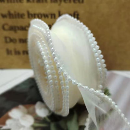 Pearl Fishtail Organza Ribbon 4cm