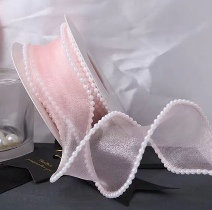 Pearl Fishtail Organza Ribbon 4cm