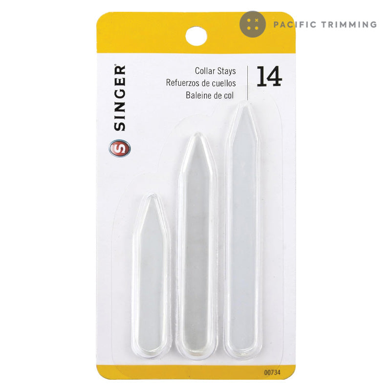 Singer Plastic Collar Stays 14ct Assorted Sizes