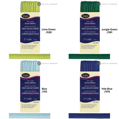 Wrights Maxi Piping Bias Tape 1/2" Multiple Colors