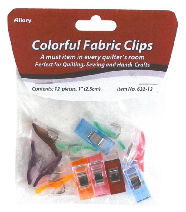 Allary Colorful Fabric Clips: Assorted Colors (12 Pack, 1 Inch)