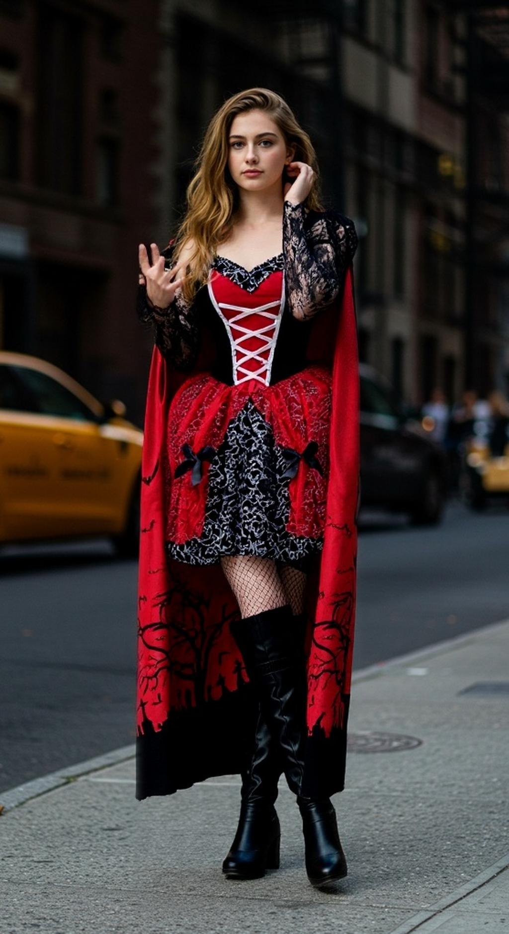 [*Halloween Clearacne Sale*] Vampire Queen Costume with Cape - Gothic Vampire Look for Halloween
