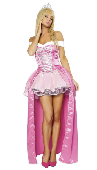 [*Halloween Clearacne Sale*] Princess Aurora Costume - Pink Fairy Tale Princess Dress with Tiara for Halloween