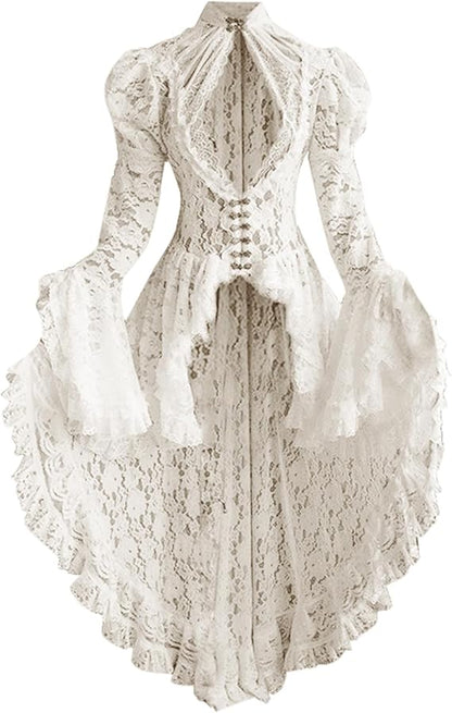 [*Halloween Clearance Sale*] Victorian Lace Gothic Dress - Lace High Neck Dress for Halloween in four colors
