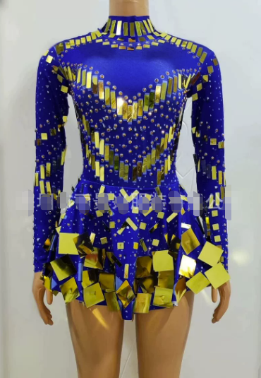 Mirror Party Dress Black Stretch Stage Dance Dress Party Celebrate Dress in Multiple colors