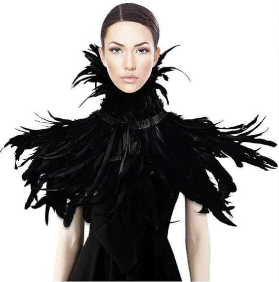 [*Halloween Clearacne Sale*] Midnight Raven Feathered Neck piece