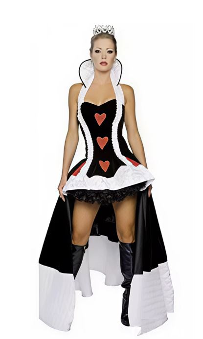 [*Halloween Clearacne Sale*] Queen of Hearts Deluxe Costume - Elegant and Dramatic Alice in Wonderland Inspired Dress