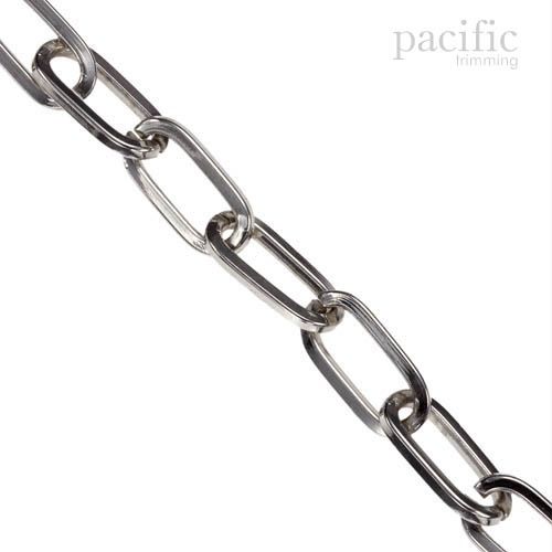 Flat Elongated Metal Chain Silver