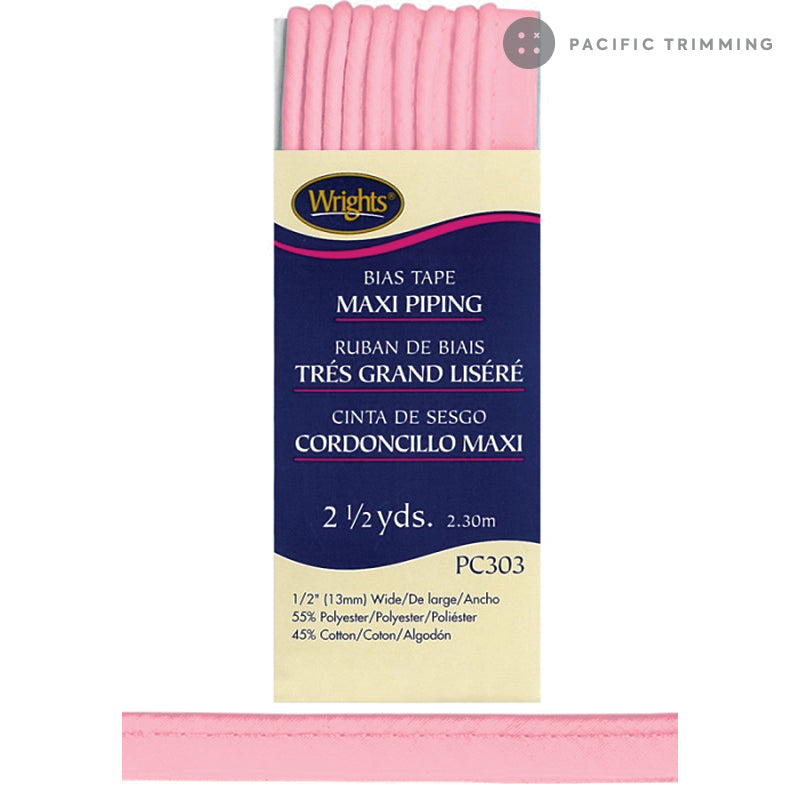 Wrights Maxi Piping Bias Tape 1/2" Pink