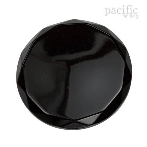 Round Flat Shape Black Polyester Tunnel Shank Jacket Coat Button Black