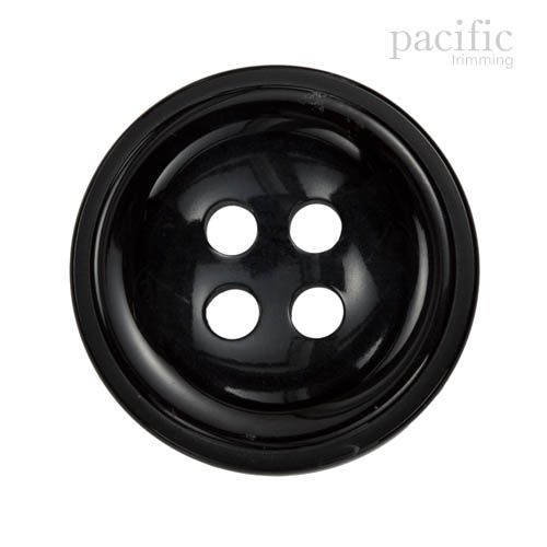 Round Rim Concave 4 Hole Polyester Jacket Coat Button Black