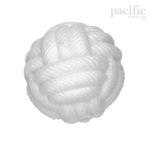 Braided Knot Nylon Round Ball Shape Button 124005BA White