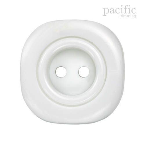 Square Shape 2 Hole Nylon Button 125039BA White