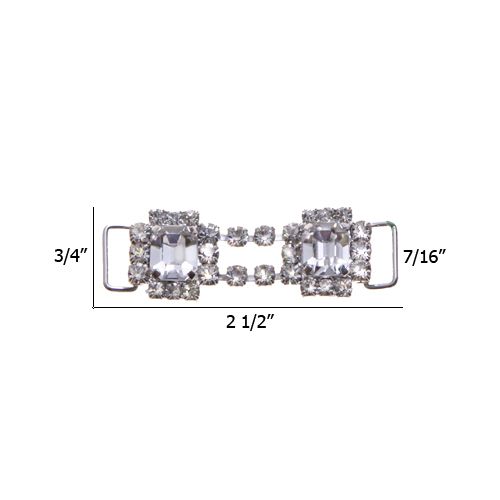 0.44 Inch Rhinestone Connector Crystal/Silver