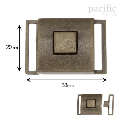 20mm Front Buckle Closure Antique Brass