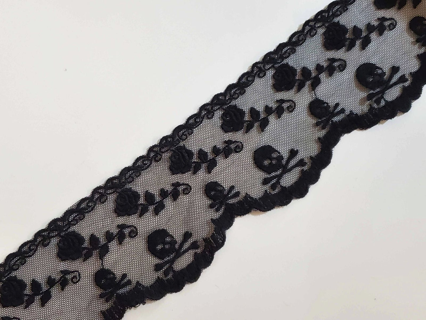 3 Inch Sheer Lace Trim Black